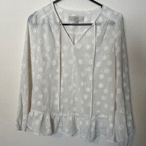 LOFT Cream Floral Blouse